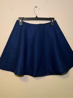 Kate Spade Saturday Navy Blue Wool Blend Skater Mini Skirt A-Line Flare Size 2